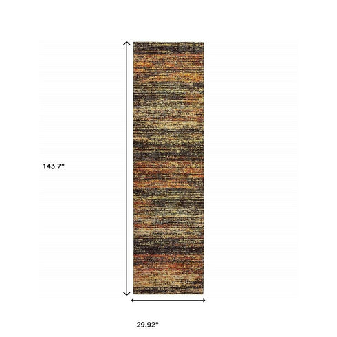 2' X 8' Gold And Slate Abstract Runner Rug